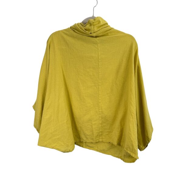 Oh My Gauze Yellow 100% Cotton Turtleneck Poncho Open Top Cover Womens One Size - Picture 4 of 4